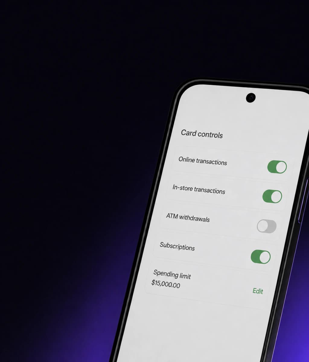 MakePay Card controls for transaction types and spending limits